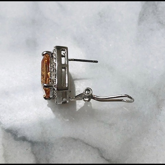 Topaz Cushion Cut 5/8” Square Button Earring—Boutique - Picture 2 of 4